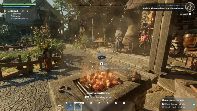 Rescued survivors and crafting workshops at an Enshrouded settlement
