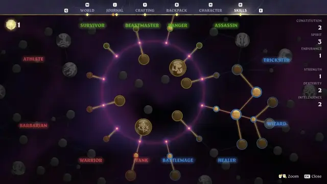 Enshrouded skill branches arranged around the central skill tree