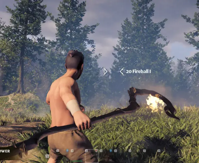 A Flameborn holding a staff with fire glowing at its tip