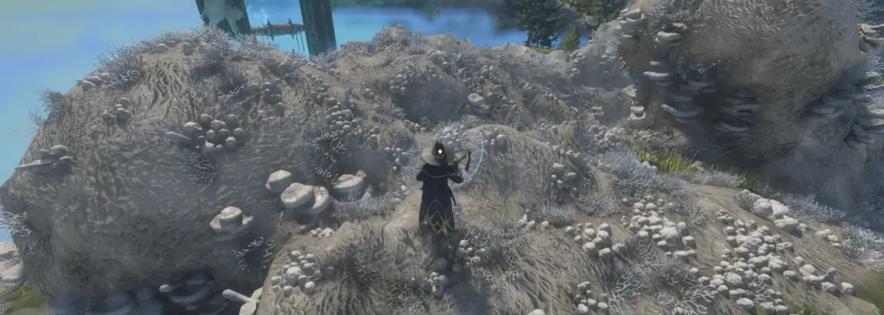 Pale fungal growth covering mineable terrain