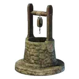 Water Well with a stone base and wooden bucket mechanism